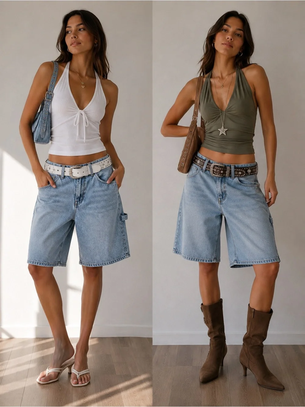wild fable Light Blue Long Denim Bermuda Shorts